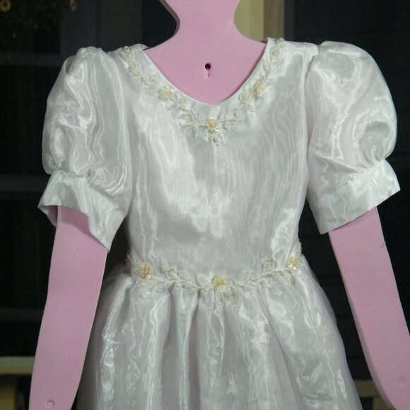 Robe de bouquetière ou première communion avec dentelle et perles - Picture 2 of 5